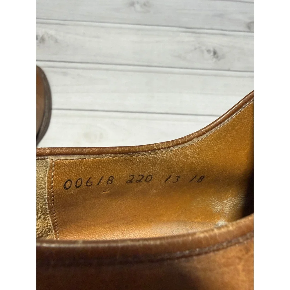 Salvatore Ferragamo Studio Derby Shoes Men 13 B Tan Leather Brogue Italy